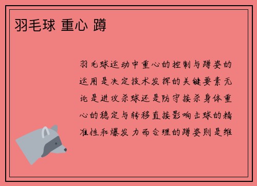 羽毛球 重心 蹲
