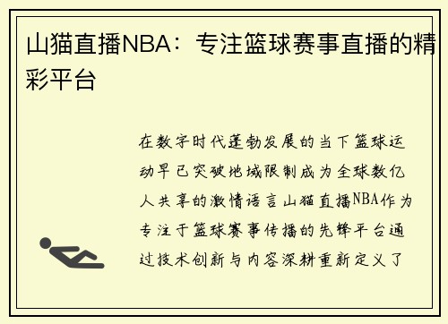 山猫直播NBA：专注篮球赛事直播的精彩平台